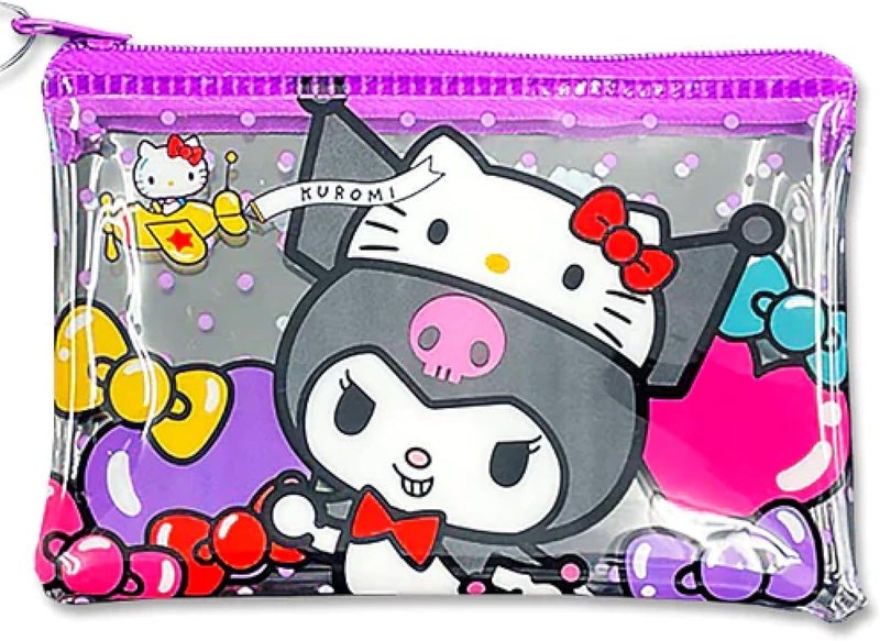 MENBLY 50th anniversary Flat pouch, Cute Vinyl Zipper Pouch, Card Wallet & Case, Kawaii Pouch Bag, 12x7.5x1cm (Purple Kuormi-Bunny) - Image 1
